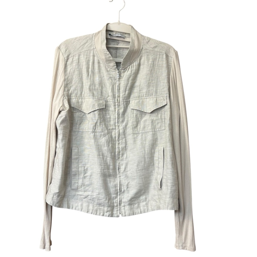 LOLA & SOPHIE Linen Blend Utility Jacket‎ Beige Size Large